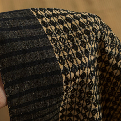 Sanskriti Vintage Sarees Cream Pure Cotton Geometric Woven 5+YD Heritage Sari