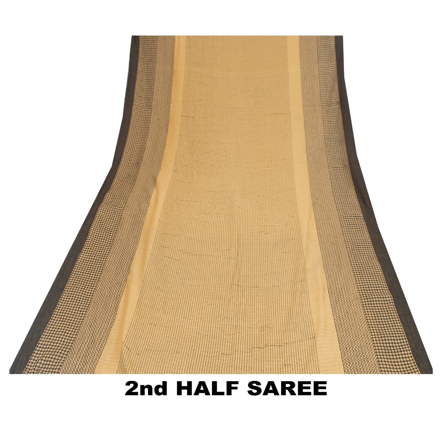 Sanskriti Vintage Sarees Cream Pure Cotton Geometric Woven 5+YD Heritage Sari