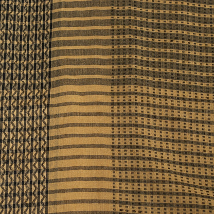 Sanskriti Vintage Sarees Cream Pure Cotton Geometric Woven 5+YD Heritage Sari