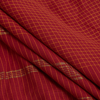 Sanskriti Vintage Sarees Dark Red Pure Cotton Chettinad HandWoven Tamilnadu Sari