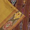 Sanskriti Vintage Sarees Mustard Ikat Handwoven Odisha Pure Cotton 5+yd Sari