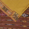 Sanskriti Vintage Sarees Mustard Ikat Handwoven Odisha Pure Cotton 5+yd Sari