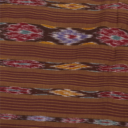 Sanskriti Vintage Sarees Mustard Ikat Handwoven Odisha Pure Cotton 5+yd Sari