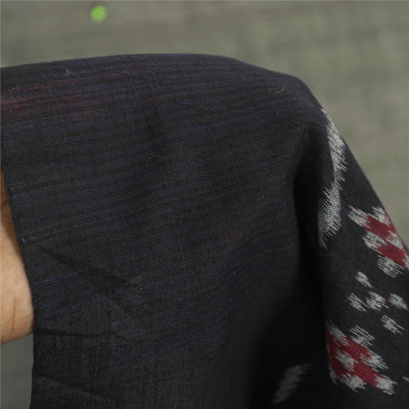 Sanskriti Vintage Sarees Gray Ikat Handwoven Odisha Pure Cotton Sari 5+yd Fabric