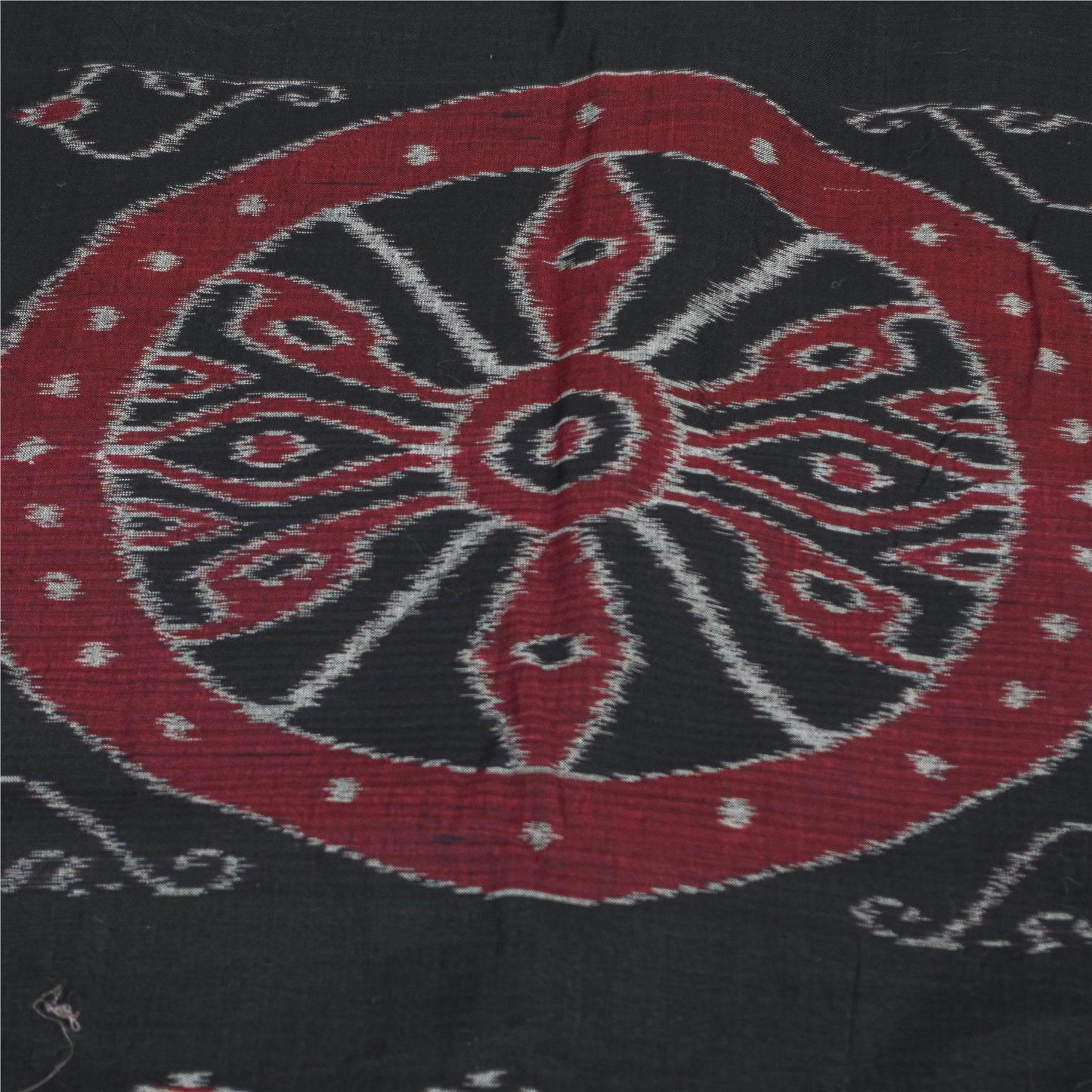 Sanskriti Vintage Sarees Gray Ikat Handwoven Odisha Pure Cotton Sari 5+yd Fabric