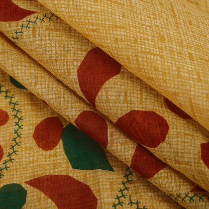 Sanskriti Vintage Sarees Cream Pure Cotton Paisley Print 5+YD Craft Supplie Sari