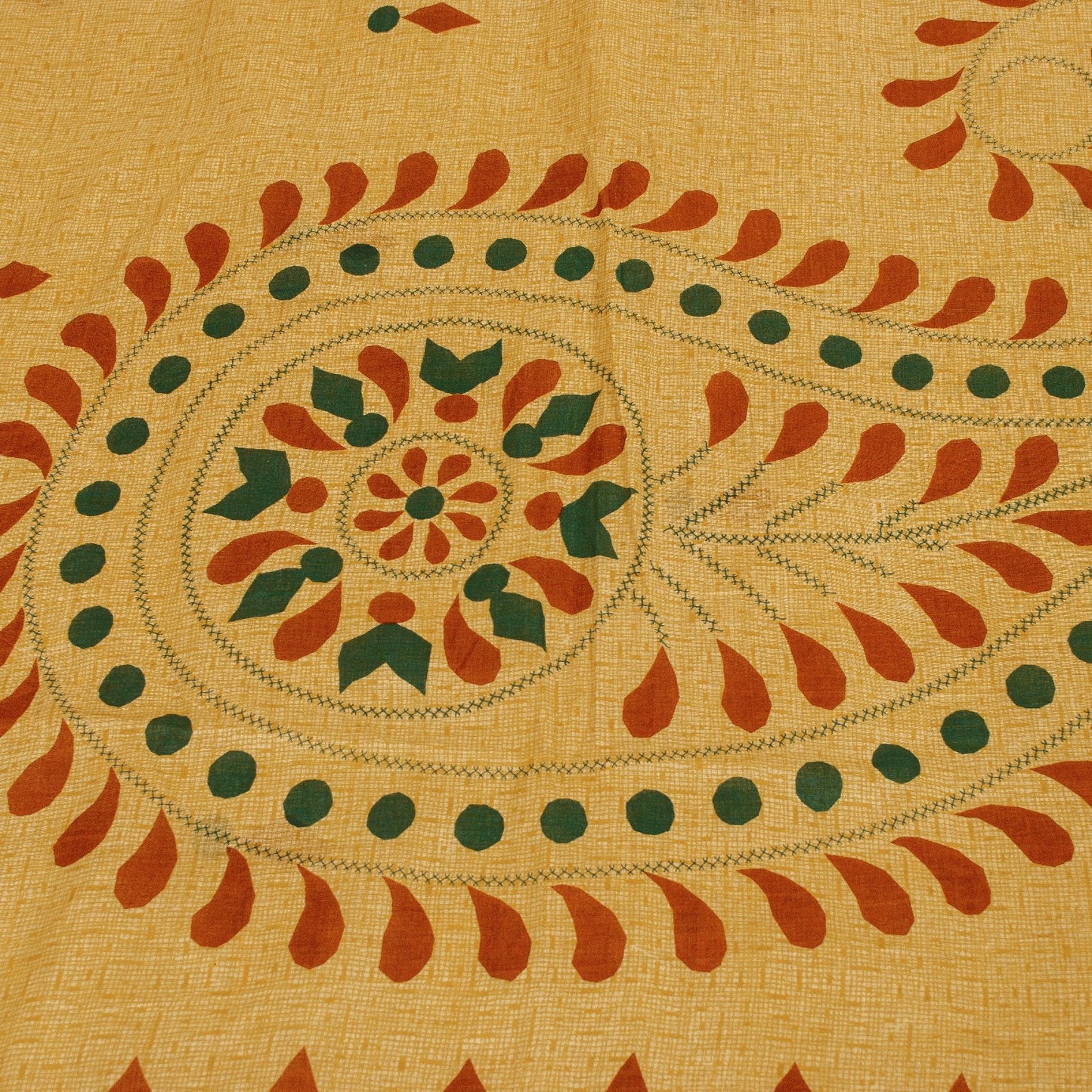 Sanskriti Vintage Sarees Cream Pure Cotton Paisley Print 5+YD Craft Supplie Sari