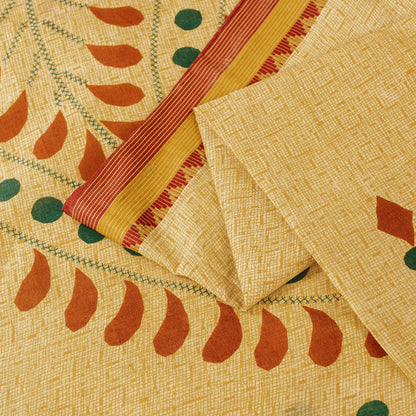 Sanskriti Vintage Sarees Cream Pure Cotton Paisley Print 5+YD Craft Supplie Sari