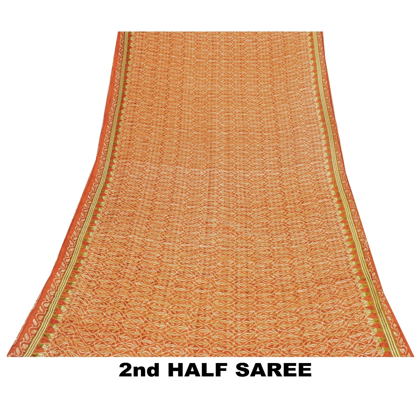 Sanskriti Vintage Sarees Saffron 100%Pure Cotton Floral Printed 5+YD Indian Sari
