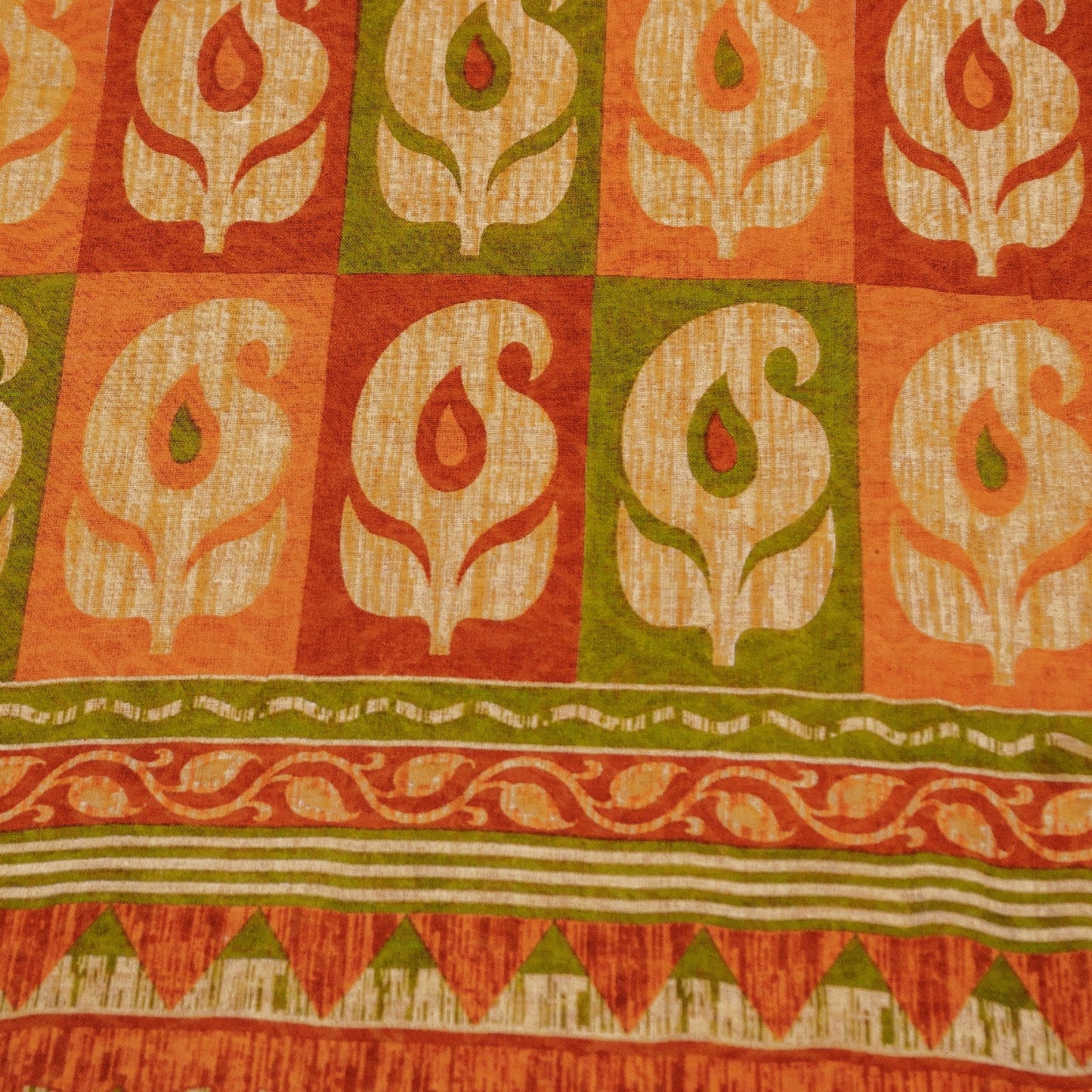 Sanskriti Vintage Sarees Saffron 100%Pure Cotton Floral Printed 5+YD Indian Sari