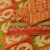 Sanskriti Vintage Sarees Saffron 100%Pure Cotton Floral Printed 5+YD Indian Sari