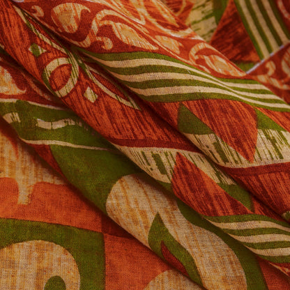 Sanskriti Vintage Sarees Saffron 100%Pure Cotton Floral Printed 5+YD Indian Sari