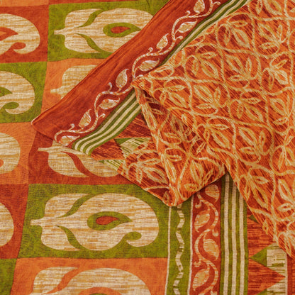 Sanskriti Vintage Sarees Saffron 100%Pure Cotton Floral Printed 5+YD Indian Sari