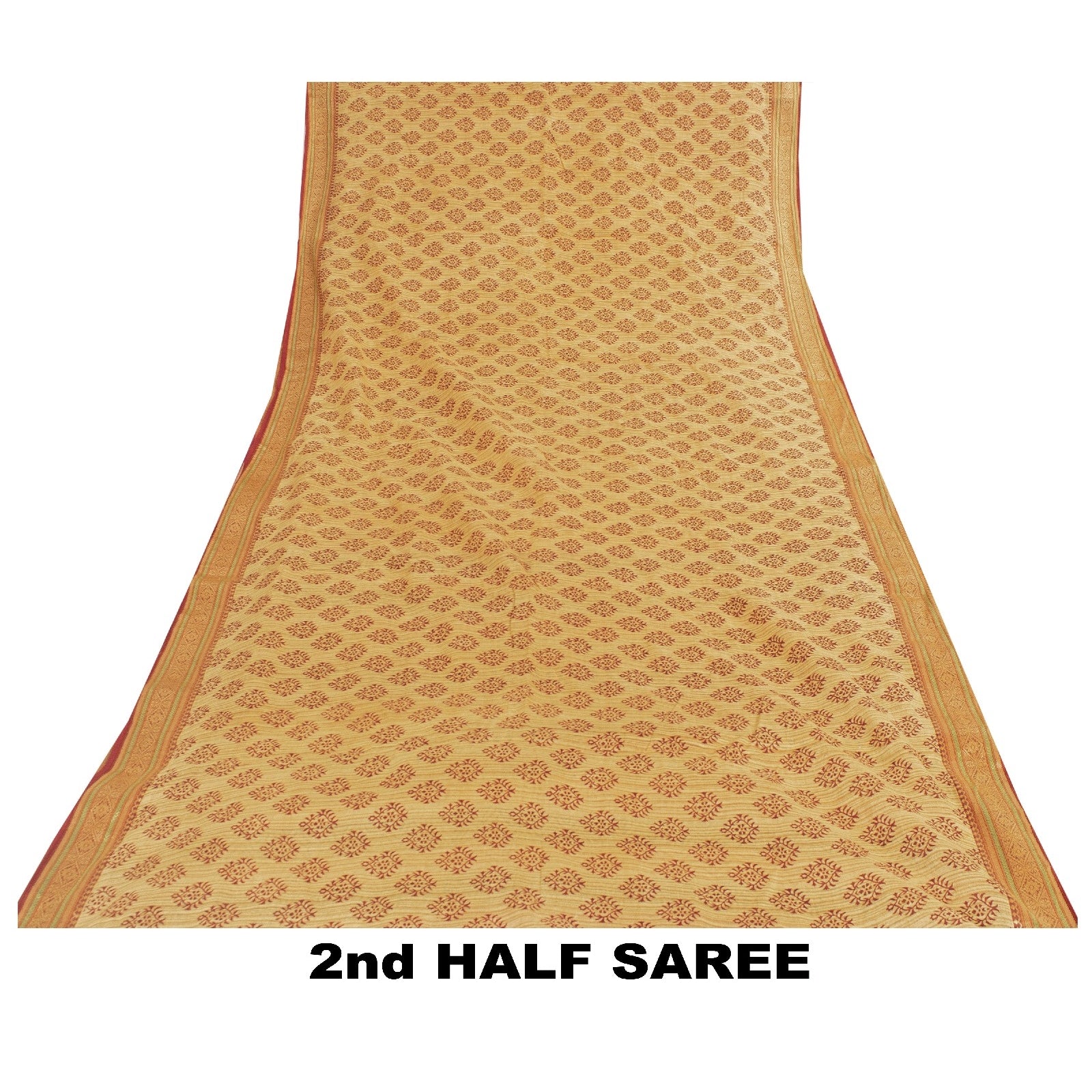 Sanskriti Vintage Yellow Sarees Pure Cotton Hand Block Printed Floral 5+YD Sari