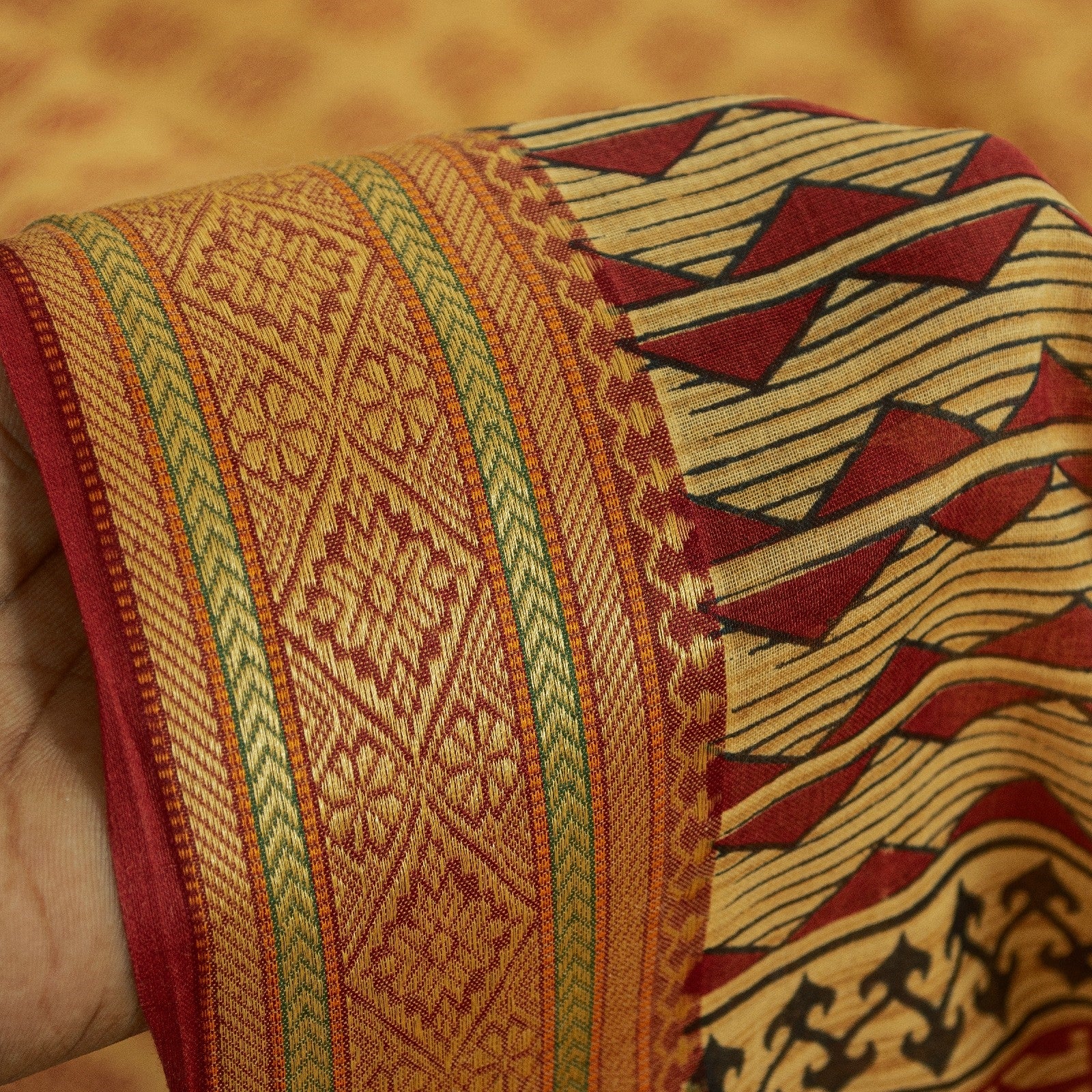 Sanskriti Vintage Yellow Sarees Pure Cotton Hand Block Printed Floral 5+YD Sari