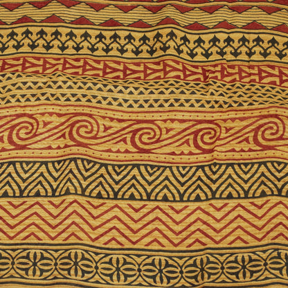 Sanskriti Vintage Yellow Sarees Pure Cotton Hand Block Printed Floral 5+YD Sari