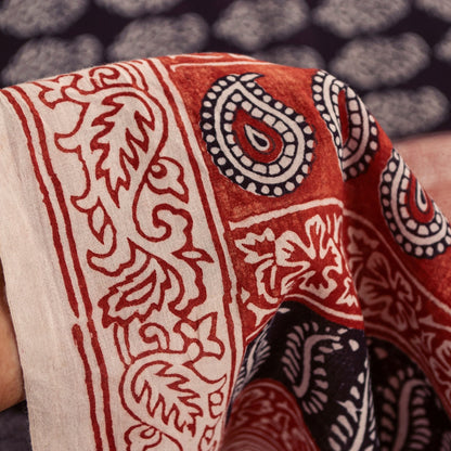 Sanskriti Vintage Sarees Brown 100%Pure Cotton Hand Block Print Floral 5+YD Sari