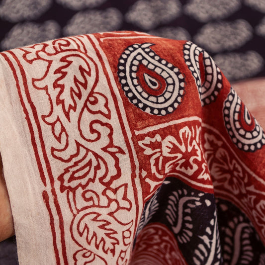 Sanskriti Vintage Sarees Brown 100%Pure Cotton Hand Block Print Floral 5+YD Sari