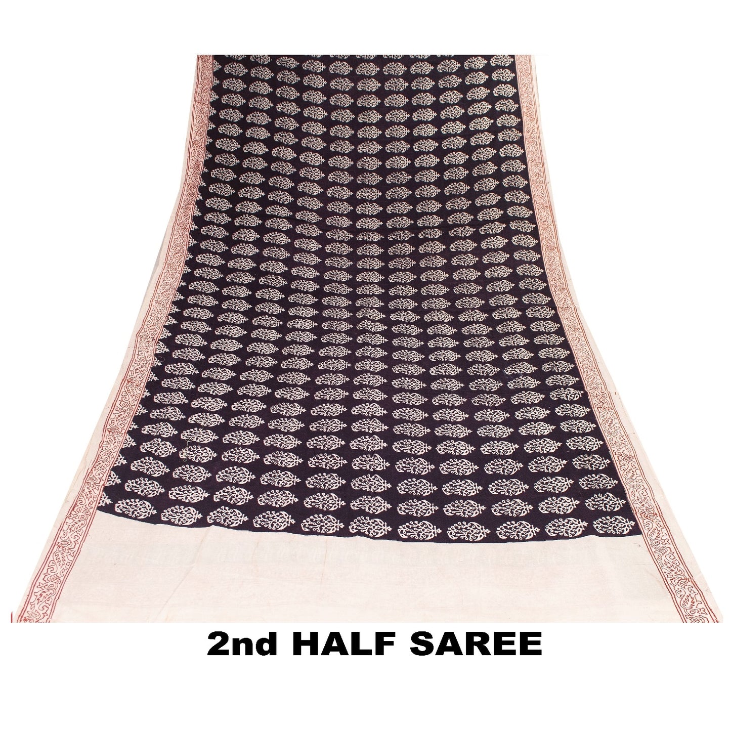 Sanskriti Vintage Sarees Brown 100%Pure Cotton Hand Block Print Floral 5+YD Sari