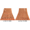 Sanskriti Vintage Sarees Brown 100%Pure Cotton Hand Block Print Floral 5+YD Sari