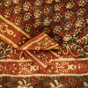 Sanskriti Vintage Sarees Brown 100%Pure Cotton Hand Block Print Floral 5+YD Sari