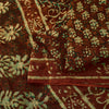Sanskriti Vintage Sarees Brown 100%Pure Cotton Hand Block Print Floral 5+YD Sari