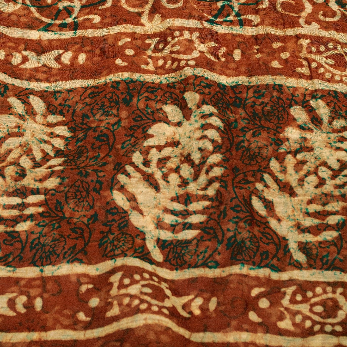 Sanskriti Vintage Sarees Brown 100%Pure Cotton Hand Block Print Floral 5+YD Sari