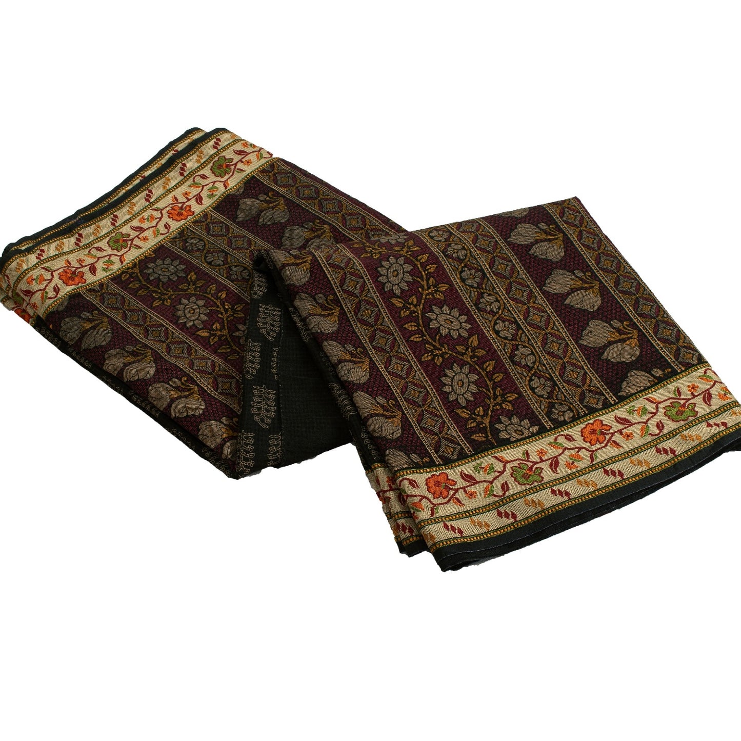 Sanskriti Vintage Sarees Black Pure Cotton Hand Block Print & Woven 5+YD Sari