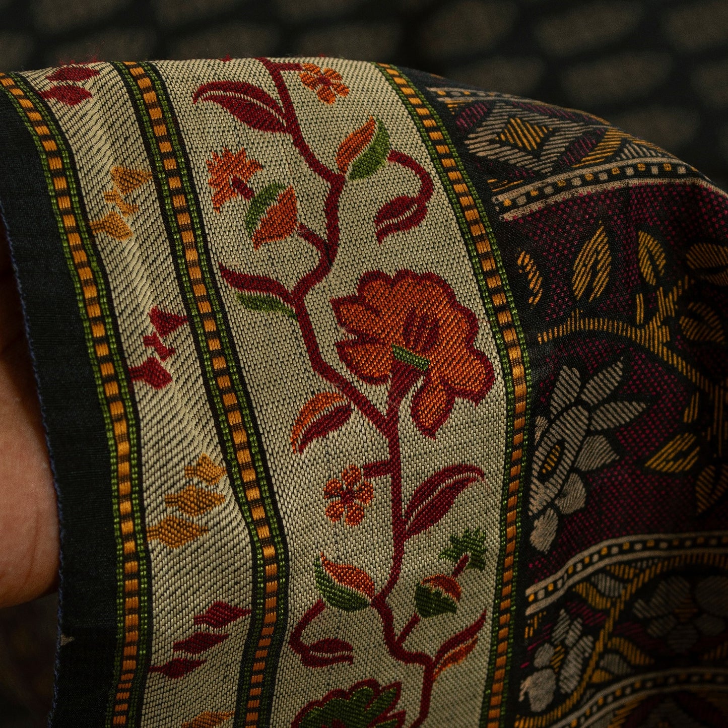 Sanskriti Vintage Sarees Black Pure Cotton Hand Block Print & Woven 5+YD Sari