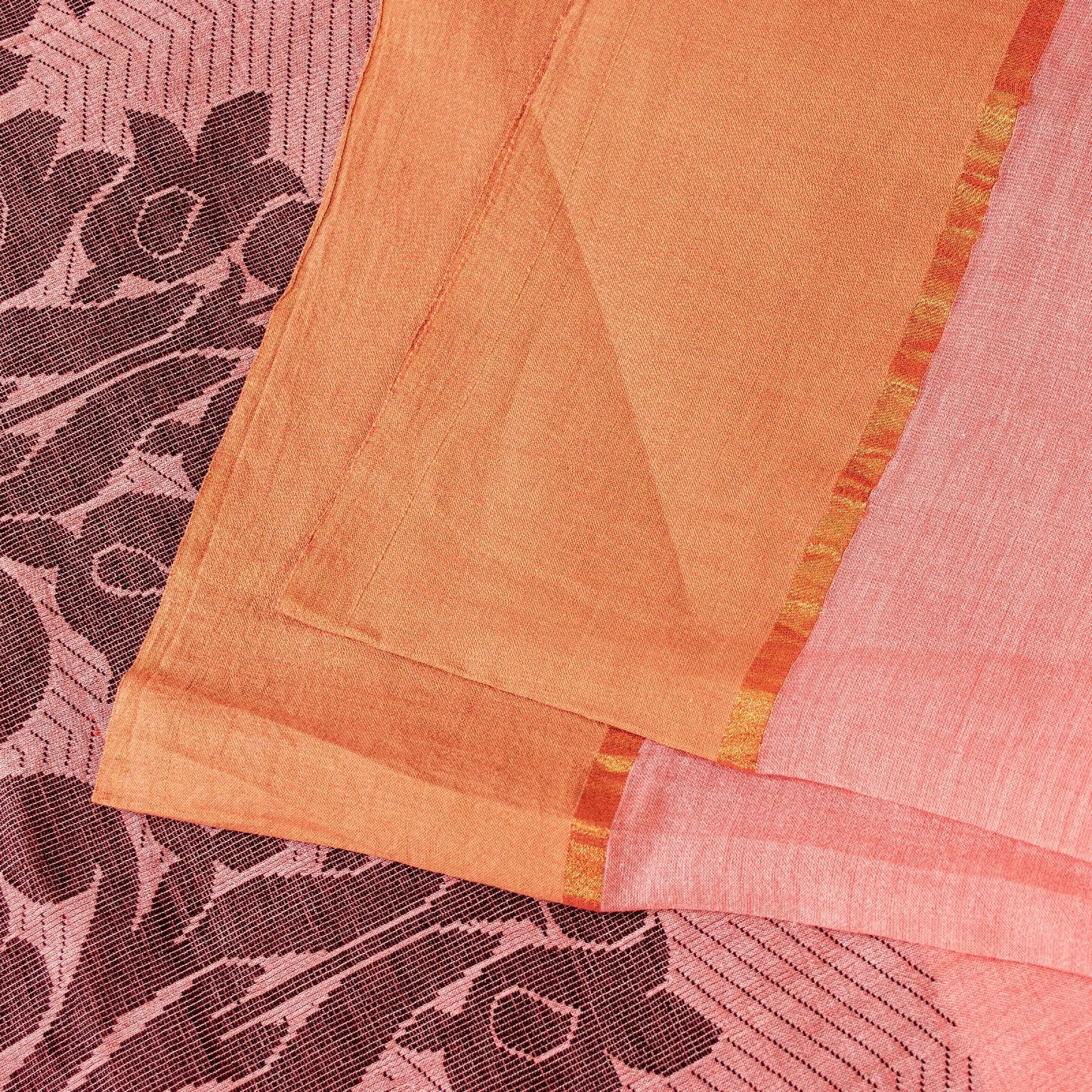 Sanskriti Vintage Sarees Pink Pure Cotton Floral Woven 5+YD Indian Festival Sari
