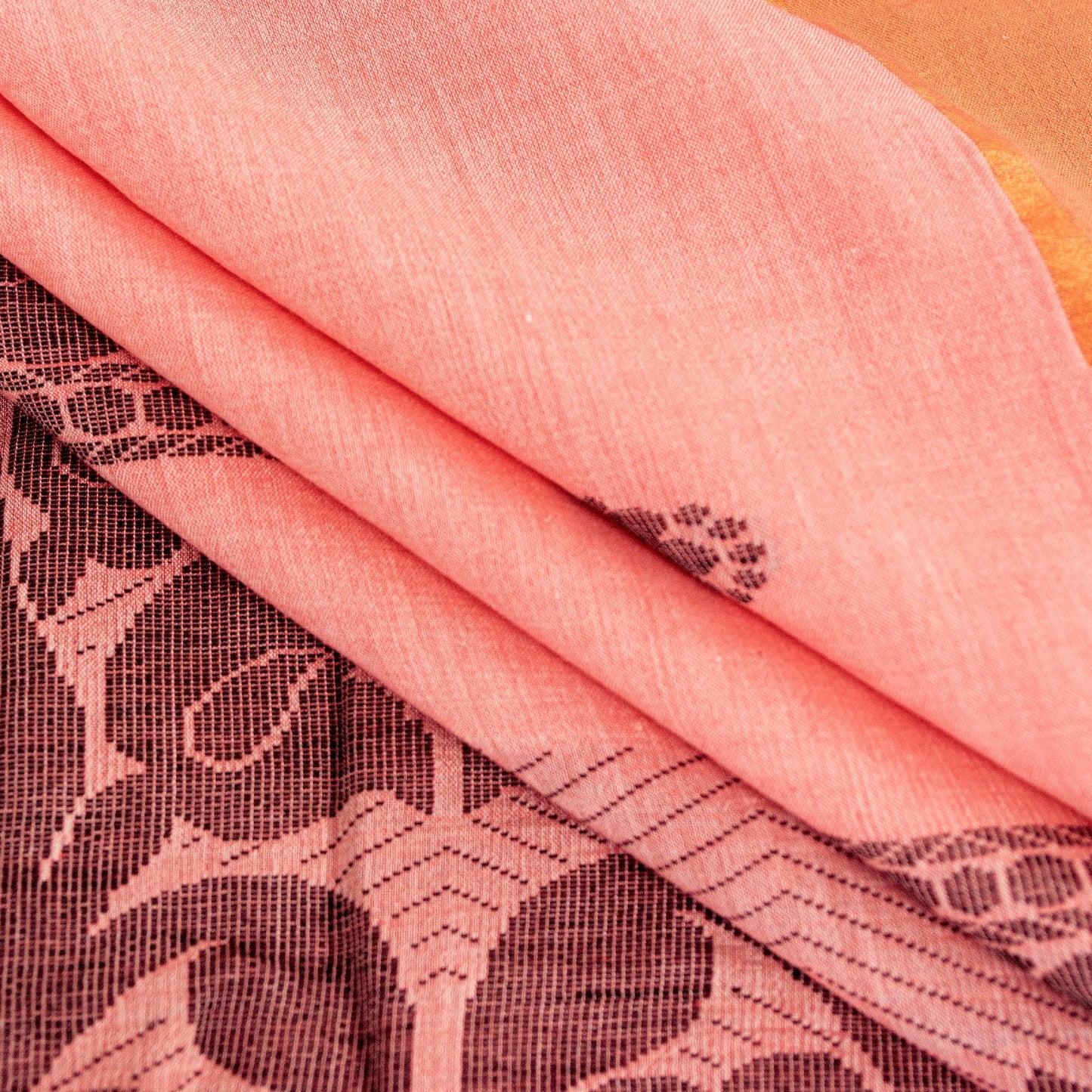 Sanskriti Vintage Sarees Pink Pure Cotton Floral Woven 5+YD Indian Festival Sari