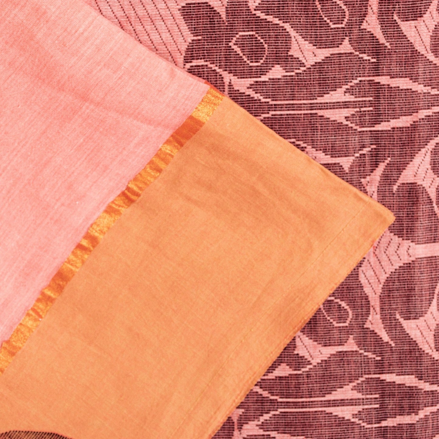 Sanskriti Vintage Sarees Pink Pure Cotton Floral Woven 5+YD Indian Festival Sari