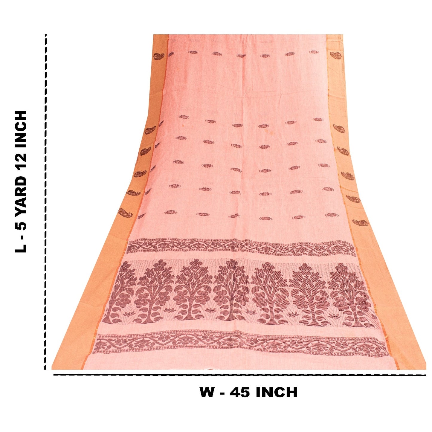 Sanskriti Vintage Sarees Pink Pure Cotton Floral Woven 5+YD Indian Festival Sari