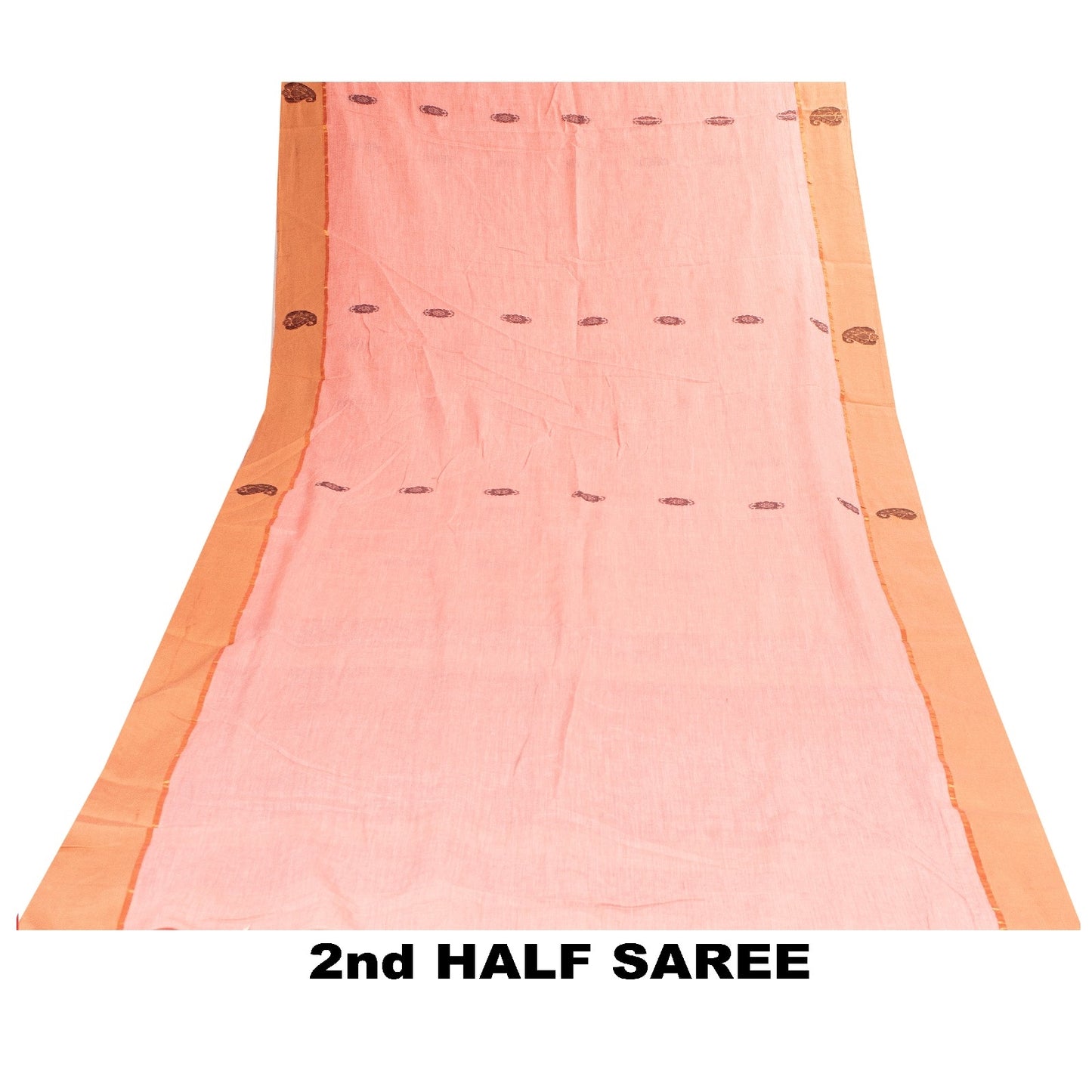 Sanskriti Vintage Sarees Pink Pure Cotton Floral Woven 5+YD Indian Festival Sari