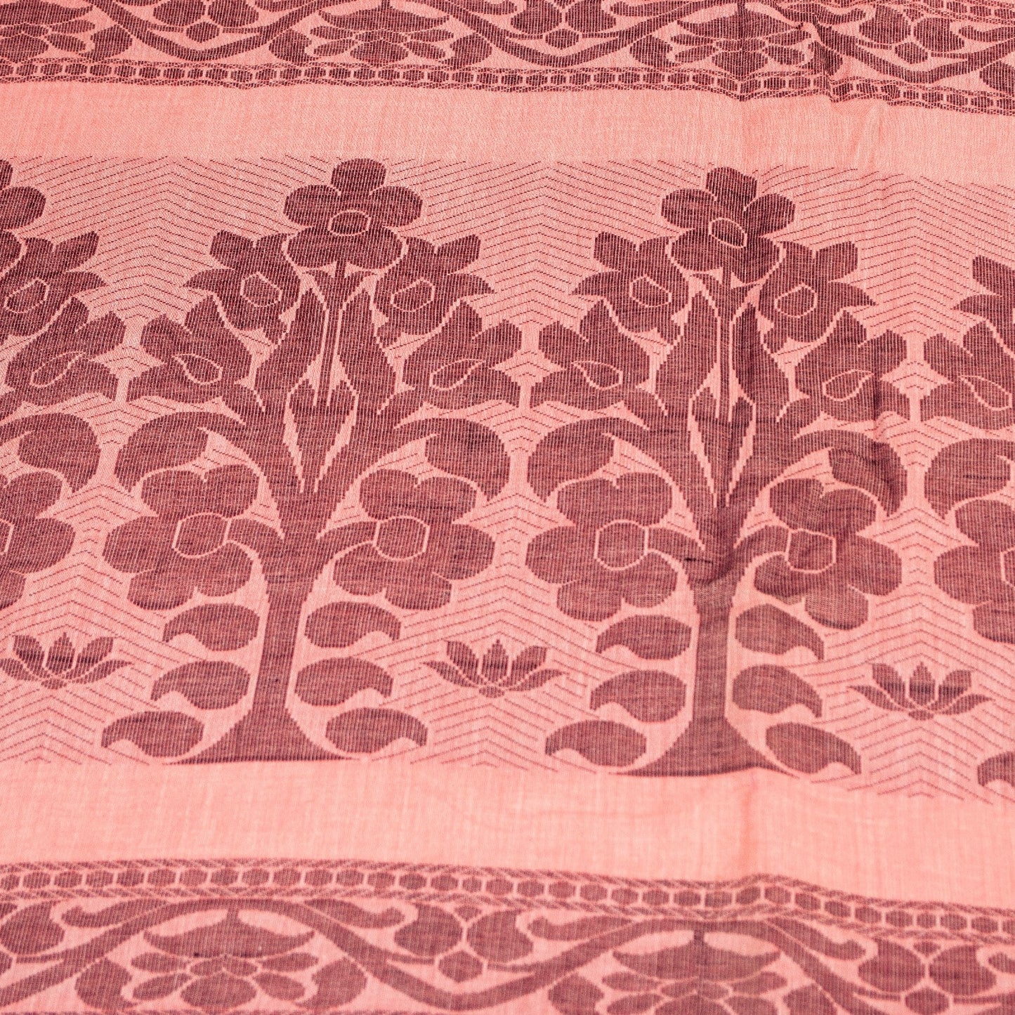 Sanskriti Vintage Sarees Pink Pure Cotton Floral Woven 5+YD Indian Festival Sari