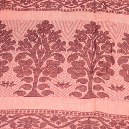 Sanskriti Vintage Sarees Pink Pure Cotton Floral Woven 5+YD Indian Festival Sari