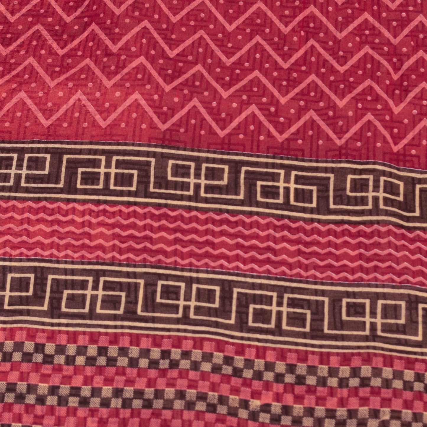 Sanskriti Vintage Sarees Brown Pure Cotton Geometric Print 5+YD Sustainable Sari