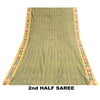 Sanskriti Vintage Sarees GreenIkat Handwoven Odisha Pure Cotton Sari 5+yd Fabric