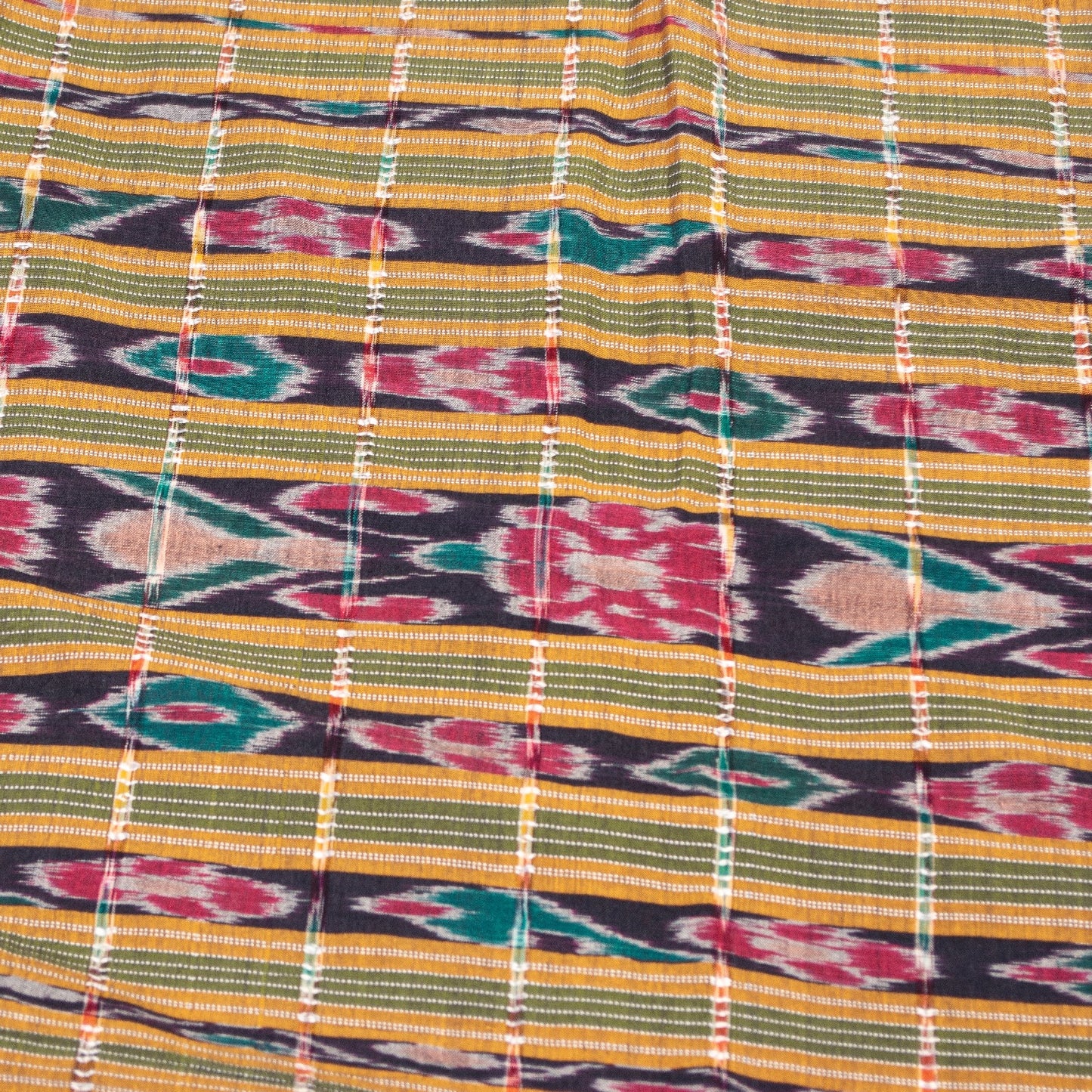 Sanskriti Vintage Sarees GreenIkat Handwoven Odisha Pure Cotton Sari 5+yd Fabric