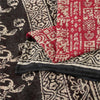 Sanskriti Vintage Sarees Red & Black Pure Cotton Batik Print Sari 5+yd Fabric