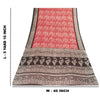 Sanskriti Vintage Sarees Red & Black Pure Cotton Batik Print Sari 5+yd Fabric