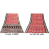 Sanskriti Vintage Sarees Red & Black Pure Cotton Batik Print Sari 5+yd Fabric