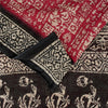 Sanskriti Vintage Sarees Red & Black Pure Cotton Batik Print Sari 5+yd Fabric