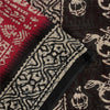 Sanskriti Vintage Sarees Red & Black Pure Cotton Batik Print Sari 5+yd Fabric