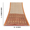 Sanskriti Vintage Sarees Ivory Pure Cotton Floral Printed Sari 5+yd Craft Fabric
