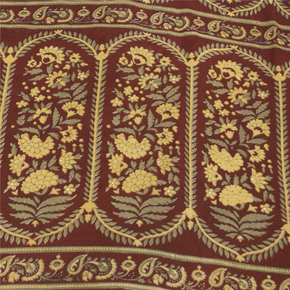 Sanskriti Vintage Sarees Ivory Pure Cotton Floral Printed Sari 5+yd Craft Fabric