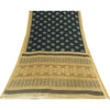Sanskriti Vintage Sarees Black Pure Cotton Print Woven Border Sari 5+yd Fabric
