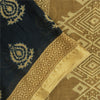 Sanskriti Vintage Sarees Black Pure Cotton Print Woven Border Sari 5+yd Fabric