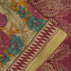 Sanskriti Vintage Sarees Indian Beige Pure Cotton Printed Sari 5+yd Craft Fabric