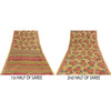 Sanskriti Vintage Sarees Indian Beige Pure Cotton Printed Sari 5+yd Craft Fabric